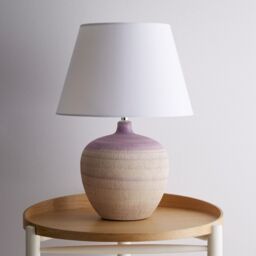 K LIVING Tenby Lilac Table Lamp Glazed Ceramic Base & White Fabric Shade