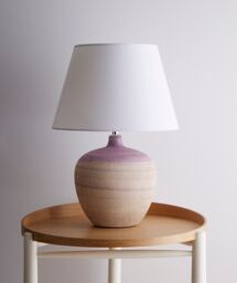 K LIVING Tenby Lilac Table Lamp Glazed Ceramic Base & White Fabric Shade - thumbnail 2