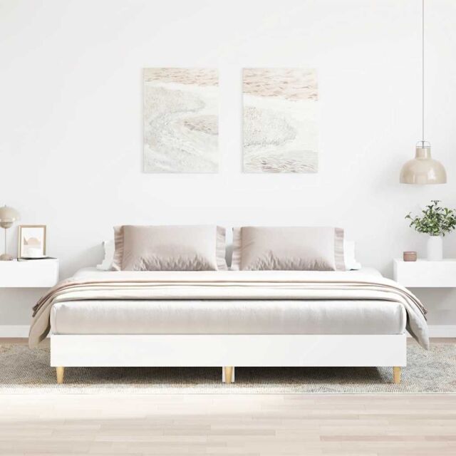 Berkfield Home Bed Frame No Mattress White 200x200 cm Engineered Wood - image 1