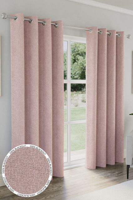 Enhanced Living 100% Blackout Curtains - Thermal/Energy Saving Linen Look Pair with Eyelets For Living Room & Bedrooms - image 1