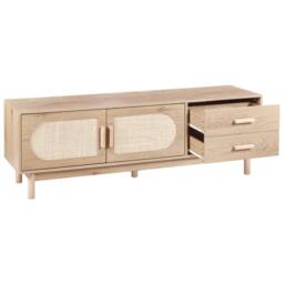 "Wyld and Coco Boho TV Stand up to 70"" Light Brown with Rattan Fronts" - thumbnail 5