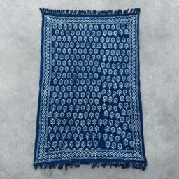 KDMD Handmade Indigo Throw - 170x120cm - Chhota Flower in Blue - Size: 170x120 cm - thumbnail 4