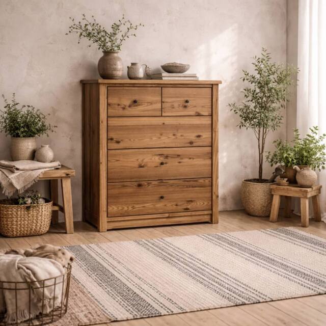 Wyld Haus Tralee 3+2 Brown Pine Chest of Drawers - image 1