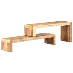 Berkfield Home 2 Piece TV Cabinet Solid Acacia Wood in Brown - thumbnail 1