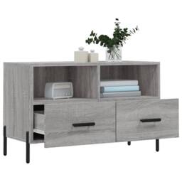Berkfield Home TV Cabinet Grey Sonoma 80x36x50 cm Engineered Wood - Size: 80 x 36 x 50 cm - thumbnail 4