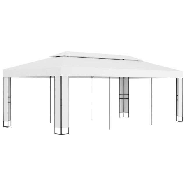 Berkfield Home Gazebo with Double Roof 3x6 m White - image 1