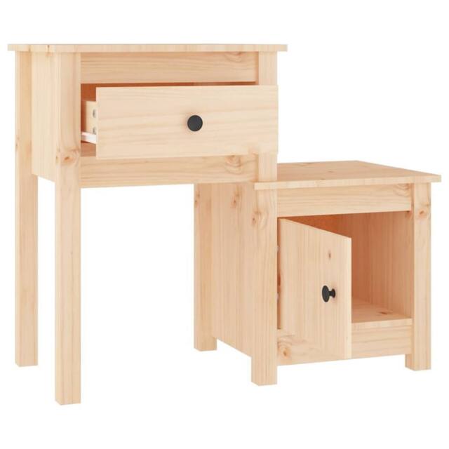 Berkfield Home Beautiful Bedside Cabinet 79.5x38x65.5 cm Solid Wood Pine in Light Tan - image 1