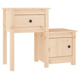 Berkfield Home Beautiful Bedside Cabinet 79.5x38x65.5 cm Solid Wood Pine in Light Tan - thumbnail 3