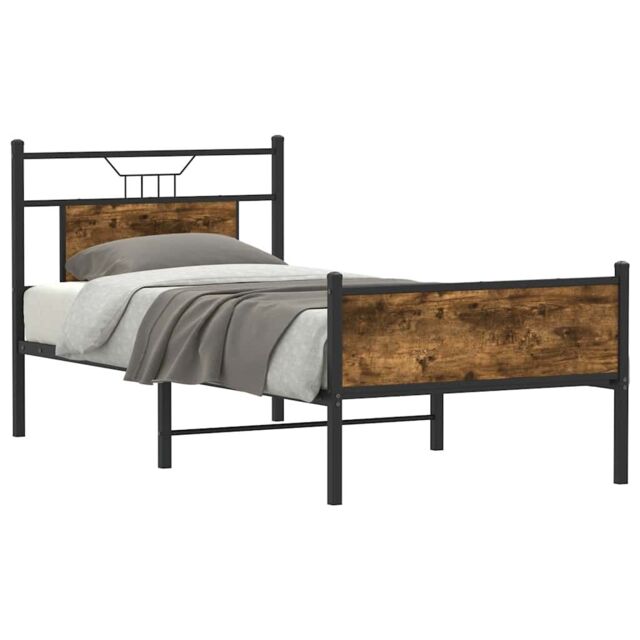 Berkfield Home Bed Frame without Mattress Smoked Oak 75x190 cm Small Single Engineered Wood in Brown - image 1