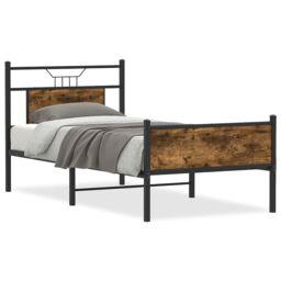 Berkfield Home Bed Frame without Mattress Smoked Oak 75x190 cm Small Single Engineered Wood in Brown - thumbnail 2