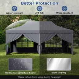Gymax 3 M x 6 M Pop up Canopy Portable Instant Gazebo Tent With Windows in Grey - thumbnail 5