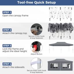Gymax 3 M x 6 M Pop up Canopy Portable Instant Gazebo Tent With Windows in Grey - thumbnail 6