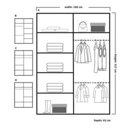 MN Furniture Cuba Sliding Mirror Wardrobe - LED Light 150cm x 217cm in Walnut - Size: 150 cm x 217 cm - thumbnail 3