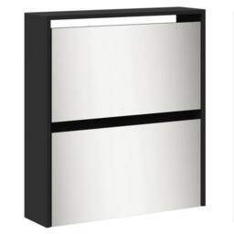 Berkfield Home Shoe Cabinet with Mirror 5-Layer Black 63x17x169.5 cm - thumbnail 7