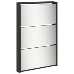 Berkfield Home Shoe Cabinet with Mirror 5-Layer Black 63x17x169.5 cm - thumbnail 6