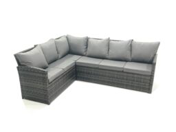 Fimous 9 Seater Rattan Lounge Corner Sofa Set Wicker PE Outdoor Garden Furniture Set with Coffee Table in Dark Grey - thumbnail 3