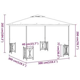 Berkfield Home Gazebo with Sidewalls&Double Roofs 3x3 m Anthracite in Charcoal - thumbnail 6