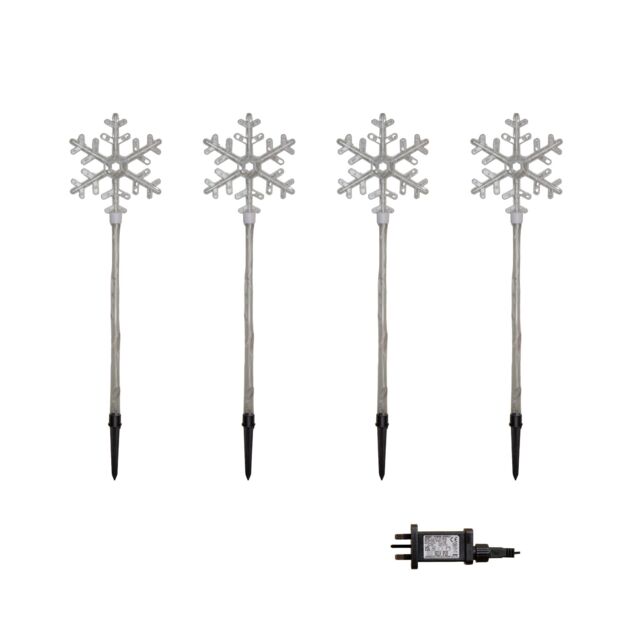 Samuel Alexander Set of 4 Plastic Crystal Snowflake Pathfinder Lights with White LEDs - image 1