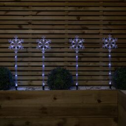 Samuel Alexander Set of 4 Plastic Crystal Snowflake Pathfinder Lights with White LEDs - thumbnail 4