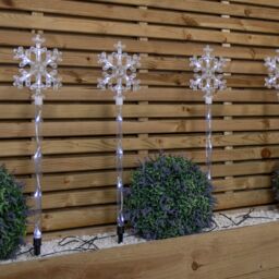 Samuel Alexander Set of 4 Plastic Crystal Snowflake Pathfinder Lights with White LEDs - thumbnail 3