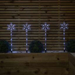 Samuel Alexander Set of 4 Plastic Crystal Snowflake Pathfinder Lights with White LEDs - thumbnail 2