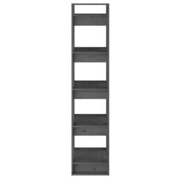 Berkfield Home Book Cabinet/Room Divider Grey 41x35x160 cm Solid Wood Pine - Size: 41 x 35 x 160 cm - thumbnail 6