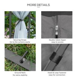 OUTSUNNY 3 x 3(m) Patio Gazebo Canopy Garden Pavilion with 2 Tier Roof in Grey - thumbnail 6