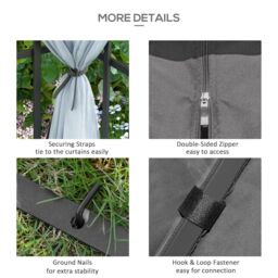 OUTSUNNY 3 x 3(m) Patio Gazebo Canopy Garden Pavilion with 2 Tier Roof in Grey - thumbnail 5