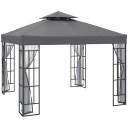OUTSUNNY 3 x 3(m) Patio Gazebo Canopy Garden Pavilion with 2 Tier Roof in Grey - thumbnail 2
