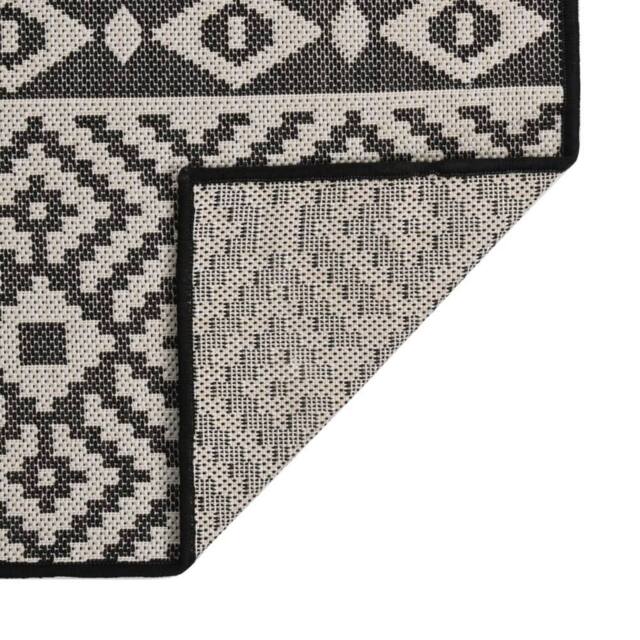 Berkfield Home Outdoor Flatweave Rug 120x170 cm Black Stripes - Size: Medium - image 1