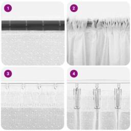 Berkfield Home Curtains with Curtains Floral White 600 x 140 cm Polyester - thumbnail 6