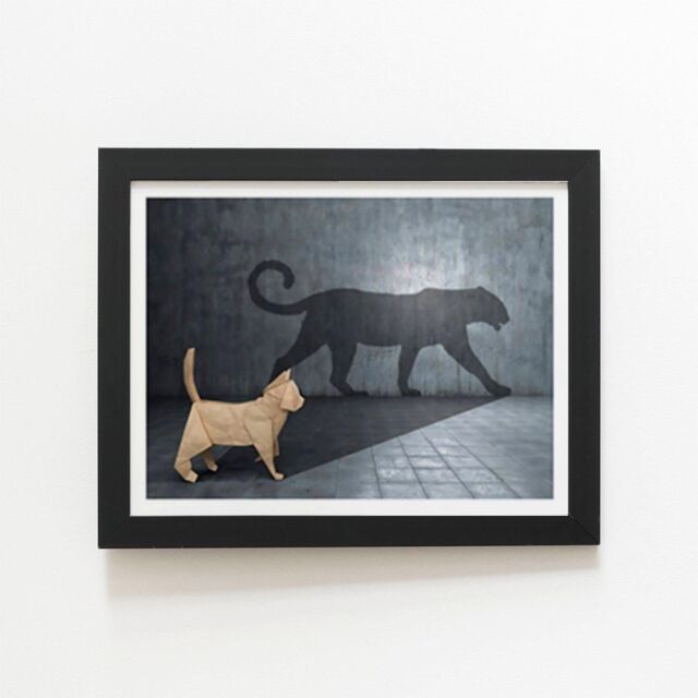 "Warren Reed - Designer Hidden Potential - Jaguar Framed Art Print in Black - Size: W8"" x H10""" - image 1