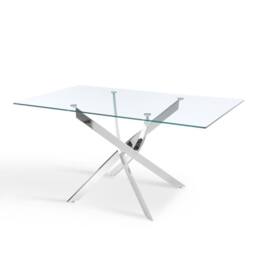 Home Detail Lila 120cm Rectangle Glass Dining Table with Silver Legs - thumbnail 3