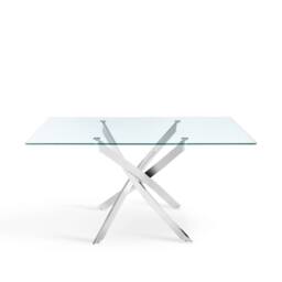 Home Detail Lila 120cm Rectangle Glass Dining Table with Silver Legs - thumbnail 2