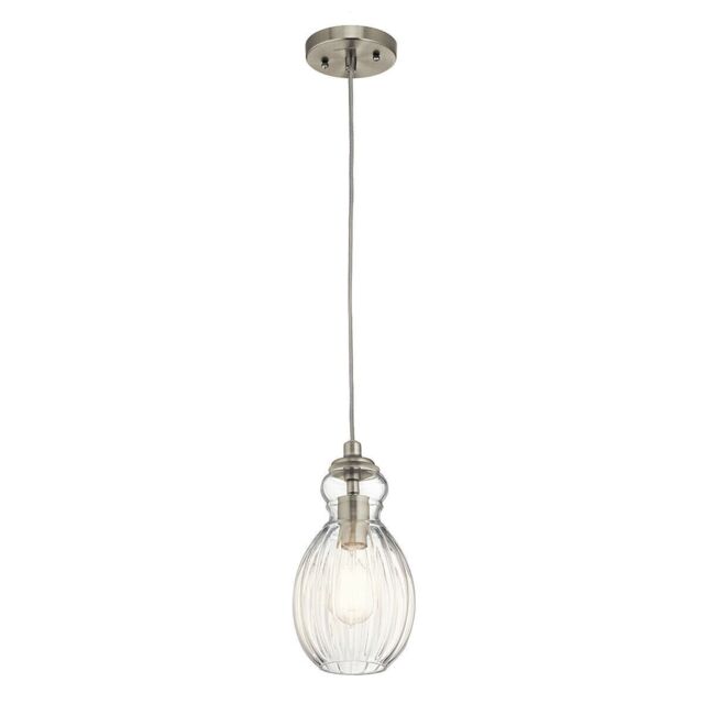 Loops 1 Bulb Ceiling Pendant Light Fitting Brushed Nickel LED E27 60W Bulb in Metallics