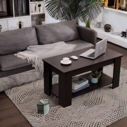 Rafaelo Mobilia Industrial Walnut Lift Top Coffee Table With Hidden Storage - thumbnail 2