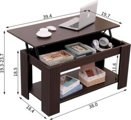 Rafaelo Mobilia Industrial Walnut Lift Top Coffee Table With Hidden Storage - thumbnail 6