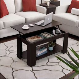 Rafaelo Mobilia Industrial Walnut Lift Top Coffee Table With Hidden Storage