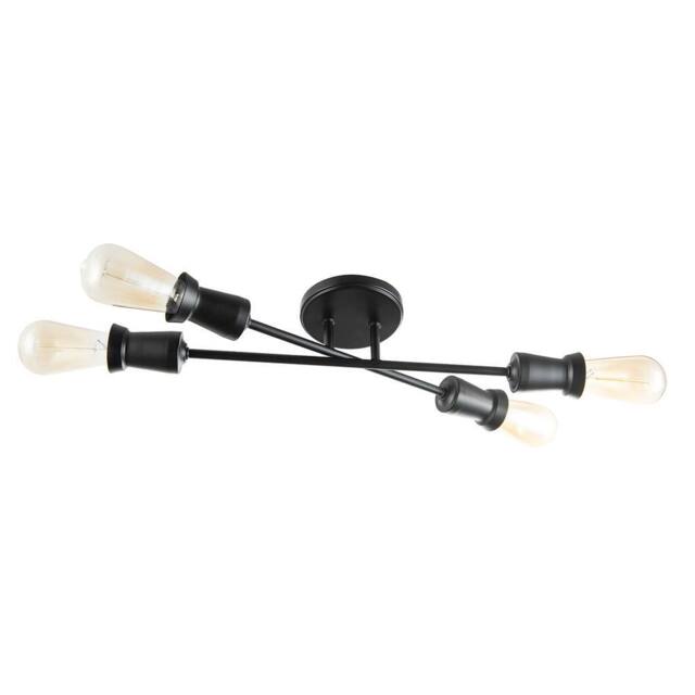 Happy Homewares Industrial Vintage Matte Black Ceiling Light with Straight Metal Arms - image 1