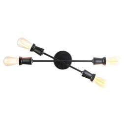 Happy Homewares Industrial Vintage Matte Black Ceiling Light with Straight Metal Arms - thumbnail 3