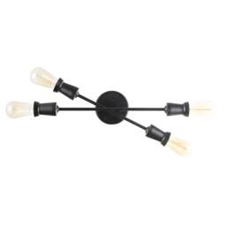 Happy Homewares Industrial Vintage Matte Black Ceiling Light with Straight Metal Arms - thumbnail 4