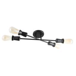 Happy Homewares Industrial Vintage Matte Black Ceiling Light with Straight Metal Arms - thumbnail 1