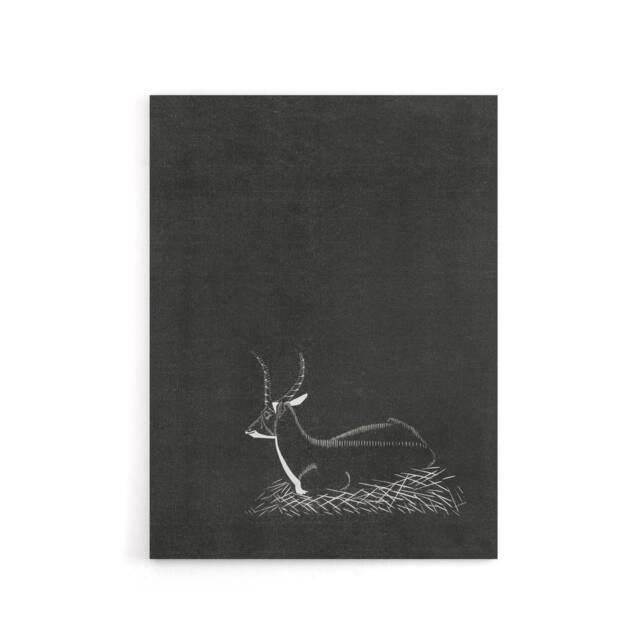 "Artery8 Stylised Waterbuck Painting De Mesquita Canvas Wall Art Print in Black - Size: W12"" x H16""" - image 1