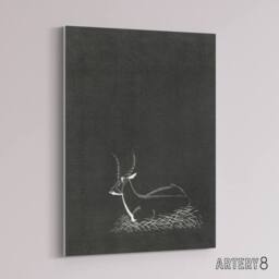 "Artery8 Stylised Waterbuck Painting De Mesquita Canvas Wall Art Print in Black - Size: W12"" x H16""" - thumbnail 2