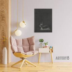 "Artery8 Stylised Waterbuck Painting De Mesquita Canvas Wall Art Print in Black - Size: W12"" x H16""" - thumbnail 3