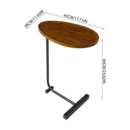 Kelvenix C-Shape Side Table Walnut Tabletop with Black Frame in Brown - Size: 0.6m2 - thumbnail 2