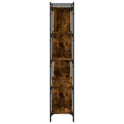 Berkfield Home Bookcase 5-Tier Smoked Oak 76x32x158 cm Engineered Wood in Brown - Size: 76 x 32 x 158 cm - thumbnail 5