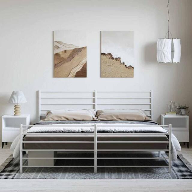Berkfield Home Metal Bed Frame with Headboard & Footboard White 193x203 cm - image 1