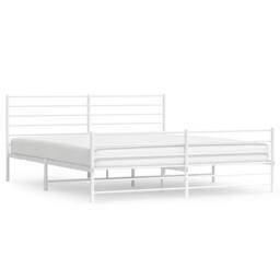 Berkfield Home Metal Bed Frame with Headboard & Footboard White 193x203 cm - thumbnail 3