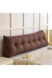 Living and Home Multifunctional Washable Wedge Headboard Pillow with Side Pocket in Brown - Size: Medium